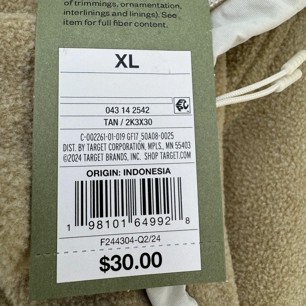 Goodfellow And Co Men's 1/2 Zip Pullover Tan XL